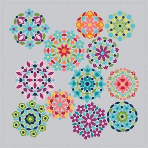 Gemstones Rosette Panel Silver Digitally Printed